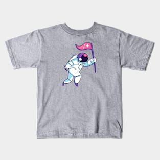 Astronaut Walking with a Flag Kids T-Shirt